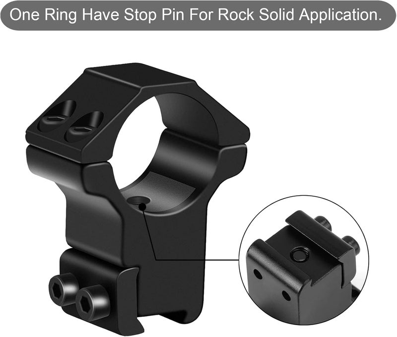 LONSEL 1'' Dovetail Scope Rings, 2 Pack High Profile or Medium Profile 1 Inch Scope Mount Rings for 11mm Dovetail Rails - Image 4